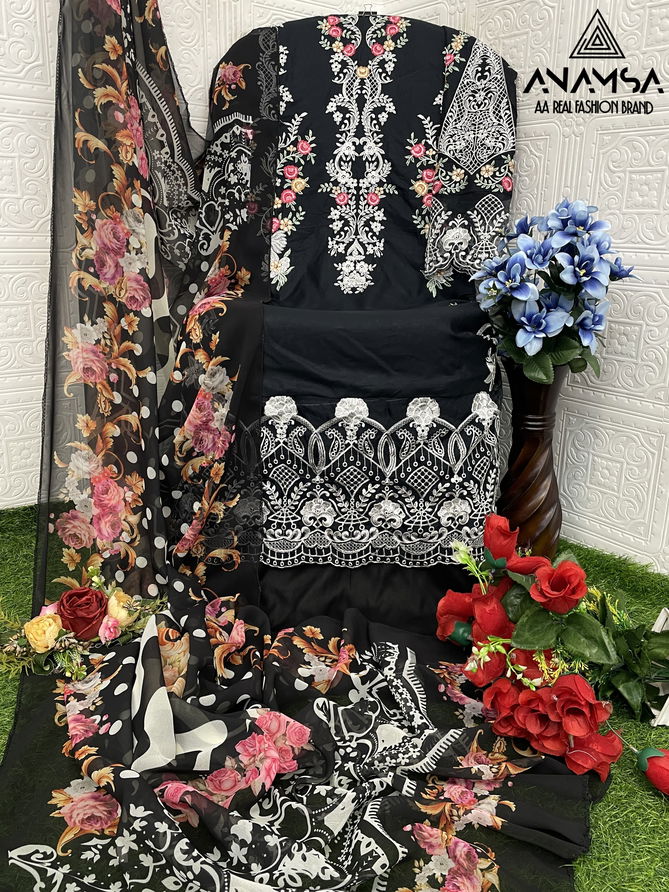 Anamsa 498 Embroidery Rayon Cotton Pakistani Suit Wholesalers In Mumbai
